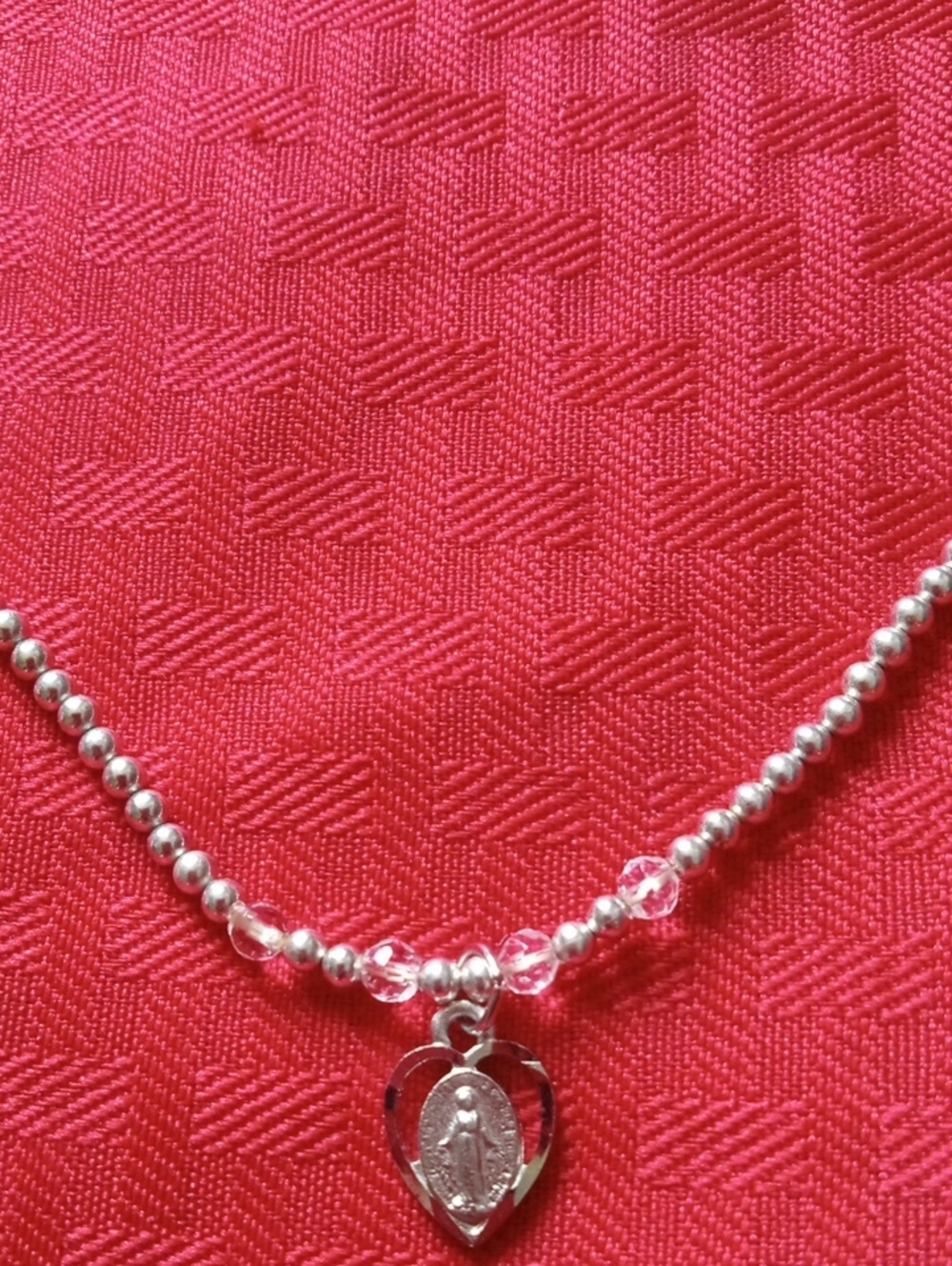 Brand New Beaded Our Lady Of Grace Pendant Necklace / Bracelet